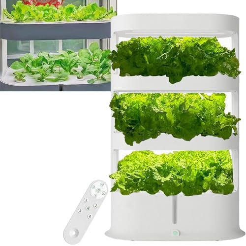 Sistema de cultivo hidropónico inteligente para interiores con 64 sitios para plantas, luz de cultivo, temporizador automático y sistema de bomba, torre hidropónica para jardín de hierbas para jardin