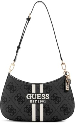 GUESS Damen Noelle Ii Top Zip Umhängetasche, Kohle-Logo