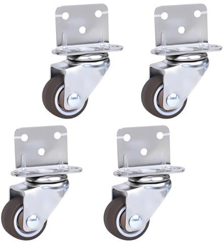 Ruedas para Muebles 25mm Ruedas Giratorias, Ruedas para Muebles Pesados con Placa de Montaje en L, Ruedas Pequeñas para Muebles, Mesas, Cunas, Zapateros, 4 Piezas