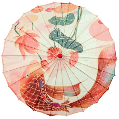 DOSERTY Parasol décoratif multifonction en soie de bambou pour célébration traditionnelle et utilisation quotidienne 82 cm de diamètre, a