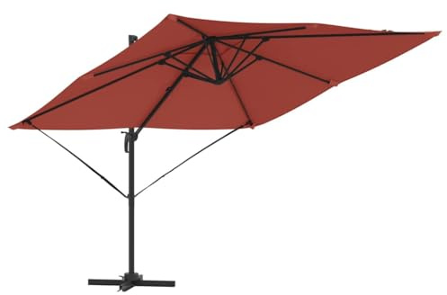vidaXL Ombrello da Patio a Braccio Laterale in Terracotta | Ombra Esterna Resistente ai Raggi UV, con Base Pesante per stabilità. La Soluzione Perfetta per balconi e Giardini, Offre Una Grande prote