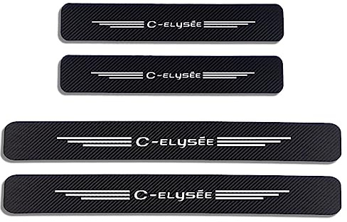 JYMLOV 4 Piezas Película Protectora para Umbral de Puerta de Coche para Citr-oen, Pegatina de Decoración para Estribos de Fibra de Carbono de contra Arañazos,C Elysee White