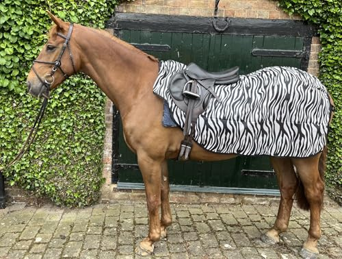 Ruggles Ride On Mesh Fly Exercise Sheet for Horse and Pony, lightweight, breathable fly protection (Zebra Print, Large)