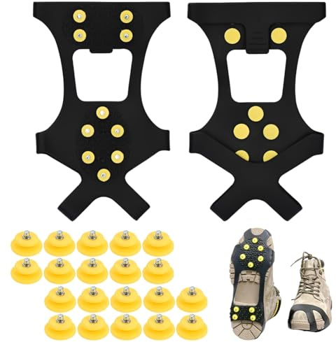 PHYNDR 1 Pièce Crampon Antidérapent, Crampons Neige Chaussures, avec 20 Pointes de Rechange, Pics à Glace Amovibles pour Chaussures, Semelles ntidérapantes pour Marche en Montagne, Voyages, pêche