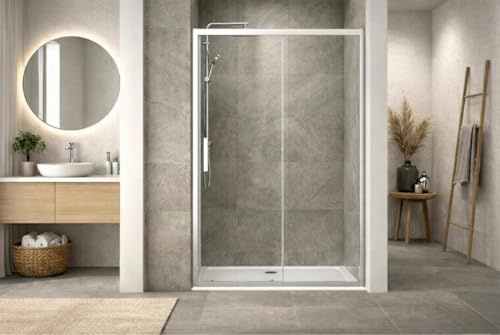 Box doccia a nicchia 150 cm porta scorrevole apertura laterale H195 cm ALBA Cromato