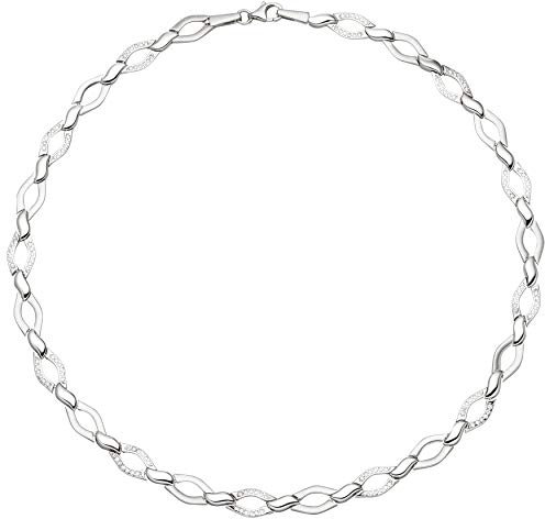 Jobo Damen-Halskette aus 925 Sterling Silber mit 144 Zirkonia 45 cm