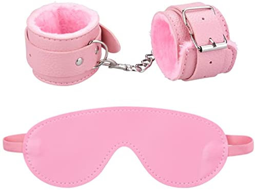 Qoosea Set Bondage, Manette Sexy Adulti + Maschera per Gli Occhi in Pelle Giocattoli Erotici Manette Bondagerie Letto per Coppie Adulte…