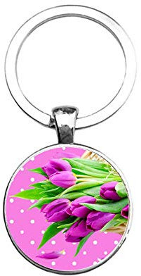 Porte-clés Verre - Tulipes, silverl