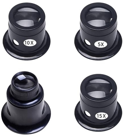 Juvelerare lupp, 5 x 10 x 15 x 20 x professionellt förstoringsglas förstoringsglas klockverktyg för stämpel mynt och diamant reparation