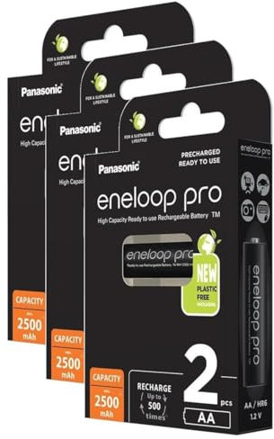 Eneloop Pro - Lote de 3 pilas recargables (2500 mAh, AA Ni-MH, 3 unidades)