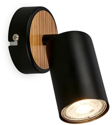 BRILONER - Applique intérieure pivotante, douille GU10, max. 9 W, lampe de lecture, lampe de salon et couloir, applique murale, spot de cuisine, chambre à coucher, 8x15,5 cm, noir-bois