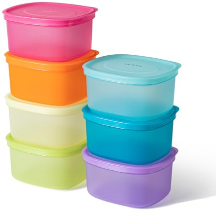 ANJUKE 7PCS botes cocina almacenaje, recipientes para alimentos Reutilizables - Microondas, Lavavajillas, Recipientes de Almacenamiento en el Congelador Para la Preparación de Comidas(900ML)
