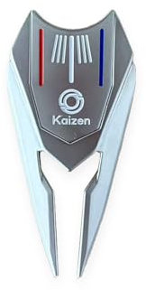 Kaizen Golf Pitchgabel Reparaturwerkzeug mit magnetischem Ballmarker & Putting Ausrichtungshilfe – Premium Pitchgabel – in Geschenkbox (Silber)