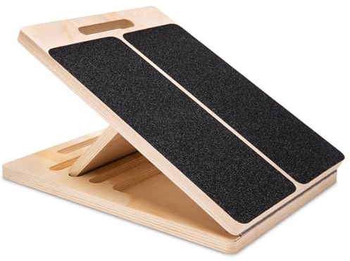 Adjustable Slant Board for Calf Stretching - Portable Wooden Incline Board for Physical Therapy, Squats & Pilates - Calf Stretcher for Ankle, Heel & Leg Support