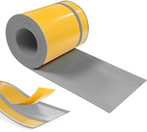 Hengrongshen Battiscopa, Facile Installazione Adesivo Autoadesivo 70 mm x 20 mm x 12 m, Battiscopa in pvc per Cucina Bagno Garage, Grigio