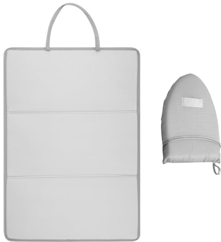 harupink bygelset, trippelvikt strykmatta med silikonhylla och strykunderlag, vikbar och bärbar resestrykmatta, 51 × 36 cm vertikal och horisontell strykmatta, grå (3 uppsättningar, 51 × 36 cm)
