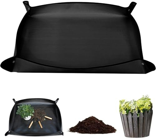 YUNYU 100x150 cm Waterproof Gardening Mat, Foldable Potting Tray, Large Repotting Surface for Plants, Black Transplanting Base for Potting, Seedlings, Soil Change, and Pruning