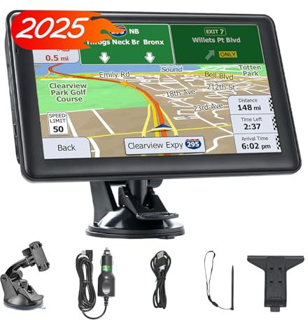 Navigatore satellitare da 7 pollici per auto, camion, navigazione GPS HD da 7 pollici con mappe del Regno Unito e Europa, aggiornamenti gratuiti a vita, supporto navigazione postale ricerca, guida