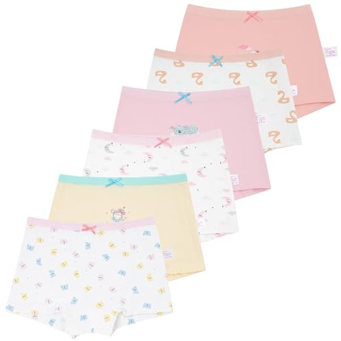 Alaoo Fille Culotte en Coton, Boxer Culotte Shorty sous-vêtements Coton Fille Lot de 6, sous-Vêtements en Coton Doux et Confortables pour Filles et Adolescentes