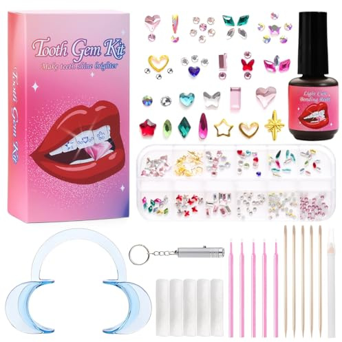174 pcs Zahnschmuck, DIY Zahnschmuck Set, 155* KristalleTooth Gem kit Schmuck Zubehör mit Kristalle für Funkelndes Lächeln, Party Daliy Life