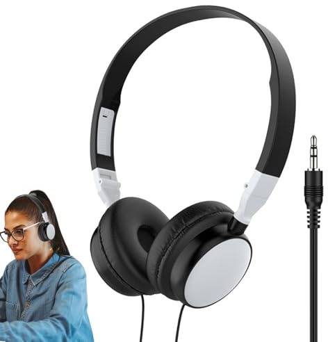 Nankoyal Cuffie da gioco con filo, cuffie sovrauricolari con cavo, pieghevoli, con cancellazione del rumore, cuffie over-ear per telefoni cellulari e tablet