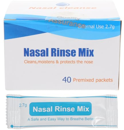SKISUNO 1 Box Nasal Rinse Salt Packets Box Non-iodized Fine Grind Fast Dissolve Saline Mix Nose Cleaner for Nasal Wound Care