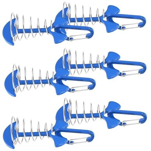 Gogogmee 6 Estacas Metálicas para Tiendas de Campaña de Aleación de Aluminio Tamaño Pequeño Azul Resorte y D Anillo Ideales para Acampar Playa Arena y Césped Resistentes y