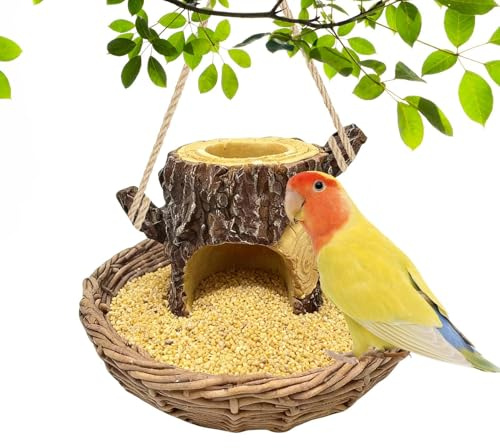 Mangeoires à Oiseaux pour l'Extérieur Suspendables - Bol à Nourriture en Forme de Souche d'arbre,Mangeoire d'Extérieur pour Oiseaux - pour Le Patio, la Pelouse, la Fenêtre, Le Balcon, la Terrasse, Le