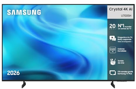 Samsung TV 50 Pulgadas Crystal UHD U7005H 4K Smart TV con Vision AI Companion, Crystal Processor 4K, Dynamic Sound Pack TV Plus, Cine y Series