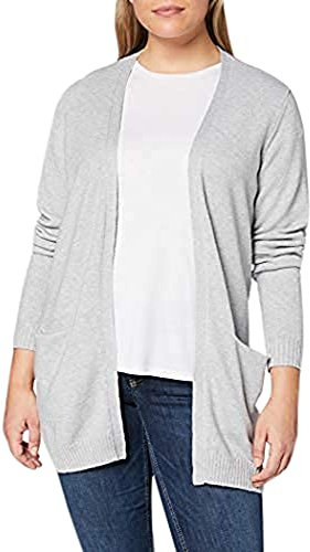 Vila Clothes Viril L/s Open Knit Cardigan-Noos, Chaqueta Punto Mujer, Gris (Light Grey Melange), 34 (Talla del Fabricante: X-Small)