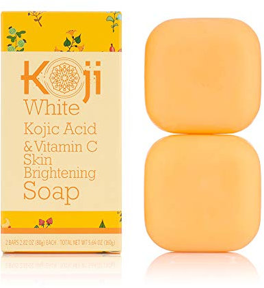 Koji White Kojic Acid & Vitamin C Brightening Soap, Hydrating Face & Body For Radiant Glow Skin, Nourishing, Moisturizing, Even Tone Cleansing Bar, Vegan, Paraben-Free, 2.82 oz (2 Bars)