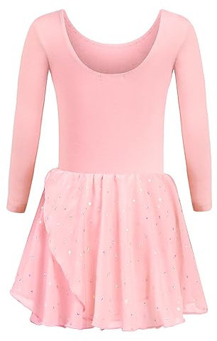 trudge Ropa De Ballet para Niñas Vestido De Ballet Leotardo De Ballet De Algodón De Manga Larga para Niños Traje De Ballet Vestido De Baile Mono De Baile con Falda Tutú Rosa 3-4 Años