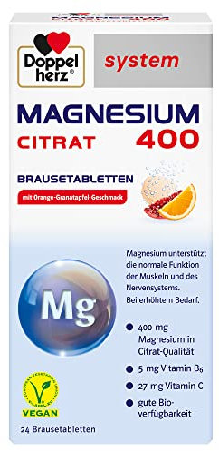 Doppelherz system MAGNESIUM 400 CITRAT BRAUSETABLETTEN – Gute Bioverfügbarkeit – Für die schnelle und langfristige Magnesiumversorgung – 24 Brausetabletten