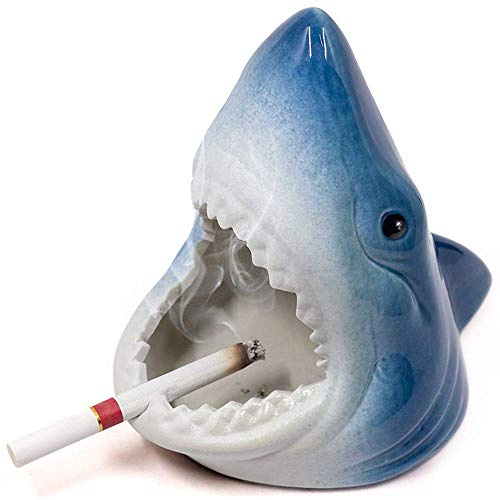 Cigar Ashtray, Ceramic Ash tray for Cigarettes, Shark Windproof Large Ashtray, Outdoor Ash Tray for Home Office Decoration