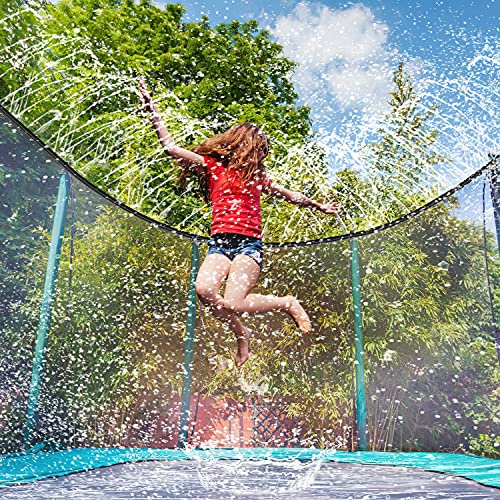 Vinsani 12M/39FT Trampoline Lawn Sprinkler – Outdoor Water Park Sprayer Hose, Adjustable Water Pressure, Leakproof PE Material – Trampoline Accessories for Summer Fun Garden Play Kids Outdoor Cooling