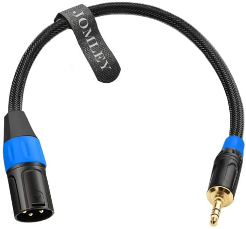 JOMLEY 3,5-mm-auf-XLR symmetrisches Kabel, XLR-Stecker auf 3,5-mm-Miniklinkenstecker-Adapterkabel Mono-Audio Schnur für Mobiltelefon, Laptop, Lautsprecher, Mischpult – 30 cm