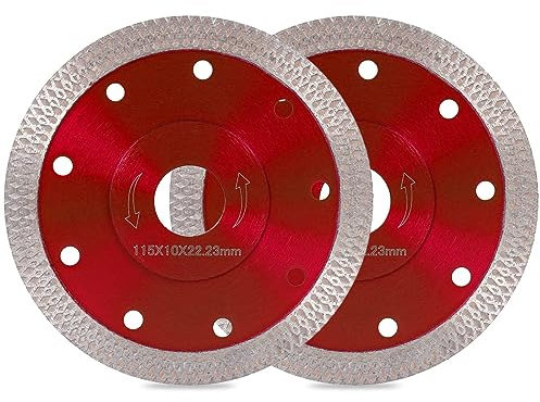 2PCS Disco Diamantato 115 mm Disco per Piastrelle Smerigliatrice Disco per Taglio Piastrelle Professionale per Gres Porcellanato, Graniti, Ceramica, Quarzite, Marmo (2 pezzi rosso 115)