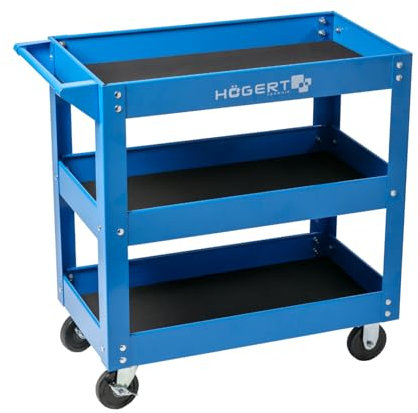 Högert Technik - Servante d'atelier à 3 étages | Capacité de Charge : 110 kg | avec 4 Roues en PVC | 3 Niveaux d'une Surface de 730 x 384 x 80 mm | Armoires à Outils