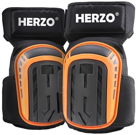 HERZO Genouillère Travaux, Genouillères Professionnelles de Coussin de Gel, Heavy Duty Genouillères Rembourrage en Mousse avec Sangles Réglables pour le Jardinage et la Construction