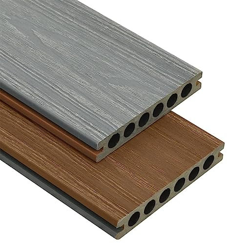 Mengtu Listoni Decking WPC con Accessori Marroni e Grigi 10 m² 2,2 m, Piastrelle Giardino per Esterni, Giardino, Terrazza Mobili per Interni/Esterni