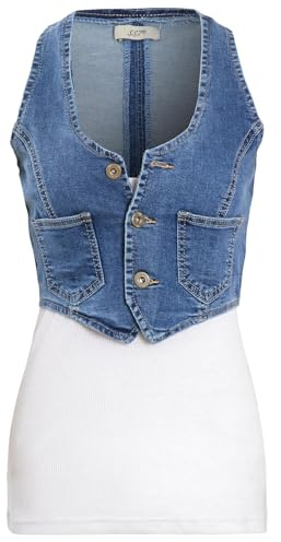 SS7 Femmes Gilet en Jean Court, Gilet sans Manches