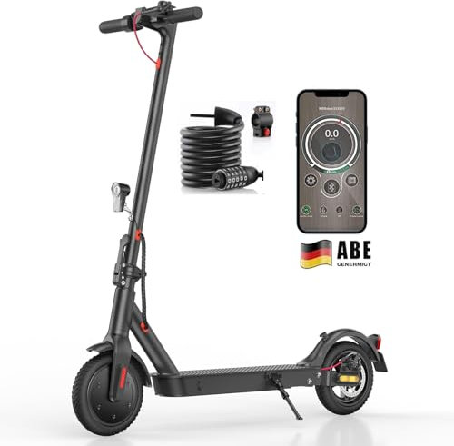 E Scooter mit Straßenzulassung Max 33 km Reichweite, ABE Elektroroller Belastung bis 120kg, LED, 20km/h, 350W Motor,Duales Bremssystem Doppelte Federung Leicht Kompakt & Stabil Eroller Für Pendler