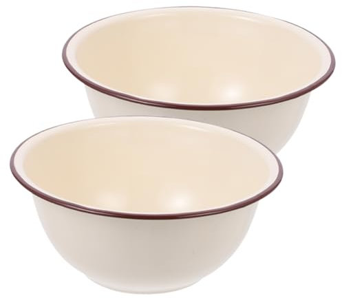 UTHCLO 2pezzi Bacinella Smaltata Retrò Ciotola Per Conservare Alimenti Ciotola Da Cucina Profonda Mescolare Zuppa Decorativa Olio Strutto Frutta Verdura