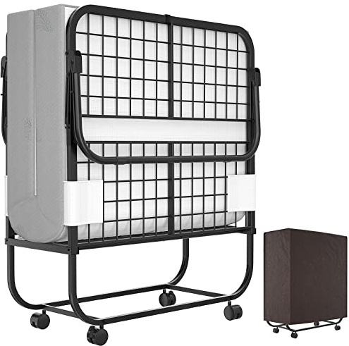 iSunirm Cama plegable con colchón, 190 x 80 cm, cama de invitados con colchón de espuma viscoelástica, cama plegable con marco extra fuerte para habitaciones de invitados y apartamentos pequeños