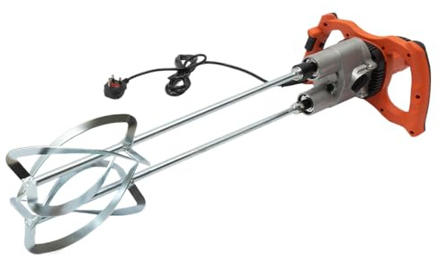 Handheld Electric Cement Mixer, Electric Mixer Tool Machine with Double Rod Paddle 1800W Motor 2 Speed Adjustable Handle for Paint Plaster Cement