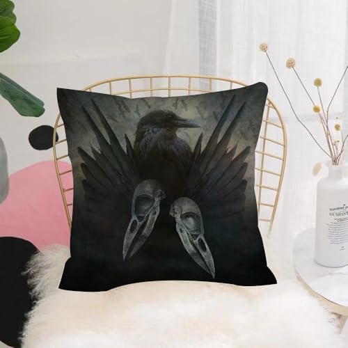 YFHJV Fundas de Almohada 40x40cm - Fundas de Cojines de Calidad con una Suavidad Incomparable - Ideal para Dormitorio - Decoración gótica, alas de espíritu de Cuervo, Magia inquietante, misticismo,