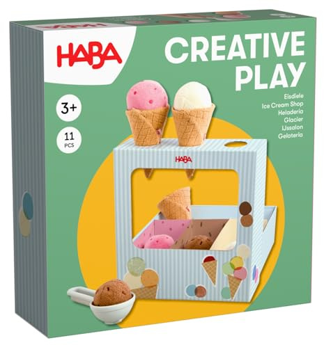 HABA Creative Play Eisdiele – Rollenspielzeug ab 3 Jahren mit magnetischen Eiskugeln – Fördert Feinmotorik & Kreativität – 2012316001