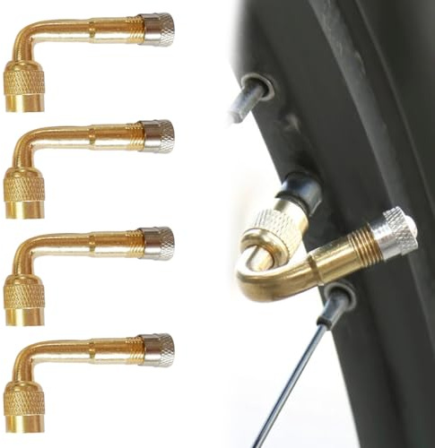 UIEXAY 4 Unidades De Extensión De Válvula De 90 Grados, Adaptador De Válvula De Coche, Adaptador De Válvula, Válvula De Coche, Válvula De Extensión, Perfecto Para Coche, Moto, Bicicleta