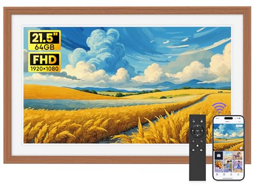 Uhale 21.5 Inch WiFi Digital Photo Frame with 64GB Memory, 1920x1080 FHD Display, Wooden Digital Picture Frame, Remote Control, Auto-Rotate, Instant Sharing via Uhale App