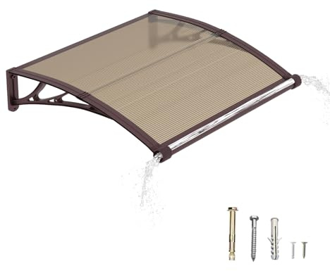 DAWNINGHOMM Auvent de Porte d’Entrée 80 × 100 cm, Marquise de Porte Extérieur en Polycarbonate, Abri Anti-Pluie et Anti-UV pour Maison, Balcon et Terrasse